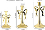 Iris Bow Candle Holders Set of 3, Gold Taper Candlestick Holders, Vintage Decor Perfect for Home Décor Accents, Centerpiece Dining Table Wedding Decor Fireplace Mantel or Housewarming Gift