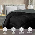 Utopia Bedding Comforter Duvet Insert, Quilted Comforter with Corner Tabs, Box Stitched Down Alternative Comforters Queen Size (Black/Grey)