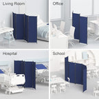 Morngardo Room Divider, Folding Privacy Screens, 4 Panel Room Partitions, 88" Foldable Wall Dividers, Portable Separating for Home Office Bedroom Dorm Decor (Blue)