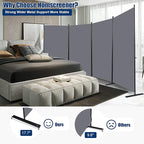 Room Divider 6FT Portable Room Dividers and Folding Privacy Screens, 136'' W Fabric Divider for Room Separation, 4 Panel Partition Room Dividers Freestanding Wall Divider Screen for Dorm Studio Office