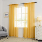 HUTO Gold Yellow Sheer Window Curtains 108 Inches Long for Bedroom Girls Rod Pocket Window Sheer Panels Drapes 2 Panels Curtains for Living Room Canopy Bed Nursery