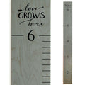 Headwaters Studio Wooden Growth Chart – Kids Height Chart, Wall Measurement for Kids, Height Chart for Wall, Growth Ruler for Children – “Love Grows Here” Gray (63" x 6.7")