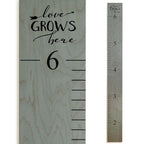 Headwaters Studio Wooden Growth Chart – Kids Height Chart, Wall Measurement for Kids, Height Chart for Wall, Growth Ruler for Children – “Love Grows Here” Gray (63" x 6.7")
