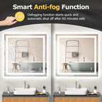36X36 LED Bathroom Mirror with Lights, Anti-Fog, Dimmable, Backlit + Front Lit, Smart Bathroom Vanity Mirror, Memory Function, Shatterproof, Tempered Glass (Horizontal/Vertical)
