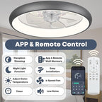 20'' Ceiling Fan with Light, Upgraded Low Profile Fan, Flush Mount Ceiling Fan, 6 Speeds, Dimmable LED, App & Remote Control, Quiet DC Motor, for Bedroom, Living Room, F109 Grey