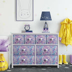 Sorbus Fabric Dresser for Kids Bedroom - Chest of 8 Drawers, Storage Tower, Clothing Organizer, for Closet, for Playroom, for Nursery, Steel Frame, Fabric Bins - Knob Handle (Tie-dye Purple)