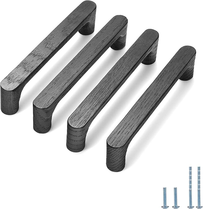 Black Round 5 in 10 pcs Wooden Drawer Pulls Handle pulls for cabinets Kitchen Cabinet Drawer pulls Cabinet Door Pull
