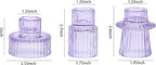 Vixdonos Glass Candlestick Holders Tealight Candle Holders for Table Centerpieces, Wedding Decor and Dinner Party (3 Pcs, Purple)
