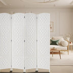 Rose Home Fashion Room Divider, 6 ft Tall Room Dividers and Folding Privacy Screens, 16in Privacy Screen 4 Panel White Space Temporary Wall Foldable Partition Separation