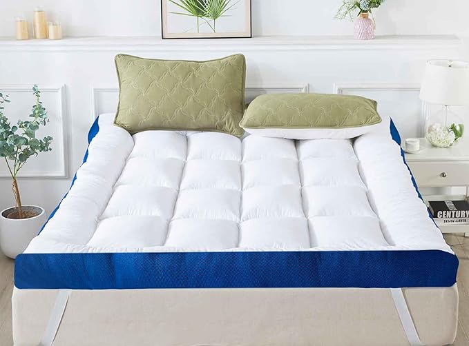 WhatsBedding 5 Inch Memory Foam Twin Mattress Topper 100% Cotton Top, Filled with Breathable & Soft Memory Foam Pillow Top,4 Elastic Straps, 75x39x5 Inch, Twin