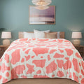Fleece Cow Print Blanket for All Season - Premium Lightweight Anti-Static Pink and Ivory King Size Blankets Plush Gift for Daughter Mom, Bedroom Decor 90" x 108"(Pink Cow)