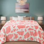 Fleece Cow Print Blanket for All Season - Premium Lightweight Anti-Static Pink and Ivory King Size Blankets Plush Gift for Daughter Mom, Bedroom Decor 90" x 108"(Pink Cow)