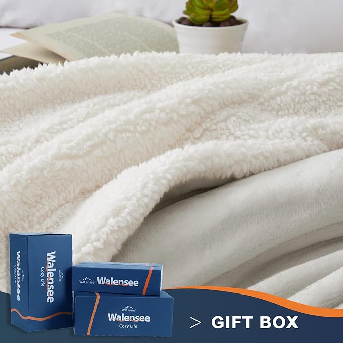 Walensee Sherpa Fleece Blanket (Throw Size 50”x60” Silver Grey) Plush Throw Fuzzy Super Soft Reversible Microfiber Flannel Blankets for Couch, Bed, Sofa Ultra Luxurious Warm and Cozy for All Seasons