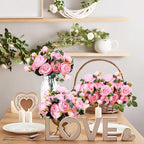 Hoteam 24 Bundles Artificial Peonies Flowers Wedding Faux Flowers Silk Peony Bouquet Bulk Bride Fake Florals Arrangements for Table Centerpieces Wedding Party Vase Decor (Light Pink)