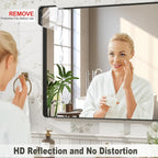 32x36 Inch Black Framed Bathroom Mirror for Wall, Matte Black Metal Frame Vanity Mirror, Rounded Corner Rectangle Bathroom Mirror, Anti-Rust, Shatterproof (Horizontal/Vertical)