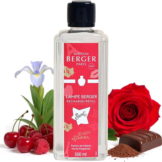 Maison Berger Lampe Refill – Lolita Lempicka Sweet Fragrance, 500ml (16.9oz) – Air Freshener Oil – Home Scent Diffuser – Cherry, Patchouli, Praline – Made in France