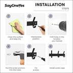 Matte Black Small Coat Rack Wall Mount – 9 Inch Stainless Steel Hook Rail with 3 Double Coat Hooks – Wall Mounted Entryway Organizer for Coats, Hats, Bags, Towels, Robes, Closet or Bathroom - 2 Pack