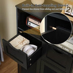 WEENFON Bathroom Storage Cabinet with 2 Drawers & 2 Shutter Doors, Floor Cabinet with Adjustable Shelf, for Living Room, Hallway, Home Office, Black