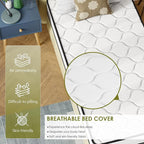 PayLessHere | 8 Inch Twin Mattress | Medium Firm Hybrid Mattress | White | with High-Density Foam and Breathable Cover | Pocket Spring Design, Pressure Relief | Bed in a Box, CertiPUR-US Certified