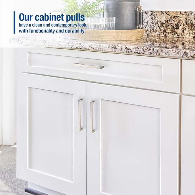 JOY DECOR 4 Pack Cabinet Handles, Brushed Nickel Cabinet Pulls, 7-1/2 Inch Kitchen Closet Handles Square Drawer Pulls Stainless Steel Drawer Hardware, 192mm Hole Centers