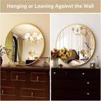 HARRITPURE Round Mirror 36 Gold Wall Mounted Circle Mirrors Vanity Mirror with Brushed Aluminum Alloy Frame Modern Decoration for Bathroom, Living Room, Vanity, Bedroom, Entryway