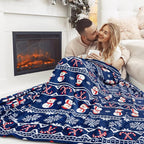PAVILIA Christmas Snowman Throw Blanket | Blue Holiday Christmas Fleece Blanket | Soft, Plush, Warm Winter Cabin Throw, 50x60 (Blue Christmas)