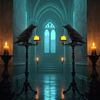 Raven Gothic Home Decor Fake Crow Light Holder Raven Lamp Tealight Candle Holder Resin Raven Statue 2PCS
