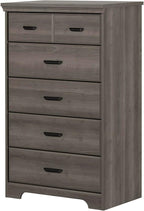 South Shore Versa Collection 5-Drawer Dresser, Gray Maple with Antique Handles