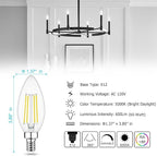 Cotanic Dimmable LED Candelabra Bulb with E12 Small Base, C35 Ceiling Fan Light Bulbs, 5000K, 4W, 60W Equivalent, 600LM, 8 Pack, Vintage Candle Lightbulb for Chandelier, Sconce, Porch Lights