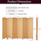 Rose Home Fashion 6 ft Tall Room Divider, Room Dividers and Folding Privacy Screens, 15.7in Privacy Screen 6 Panel Partition Temporary Wall Separation for Private, Light Beige