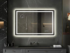 YITAHOME 48 x 32 Inches LED Bathroom Mirror, Front Light and Backlit, Motion Sensor, 10X Magnifying Glass, 3 Colors Dimmable, 5mm Tempered Glass, Anti-Fog, Wall Mounted Mirror-Horizontally Only