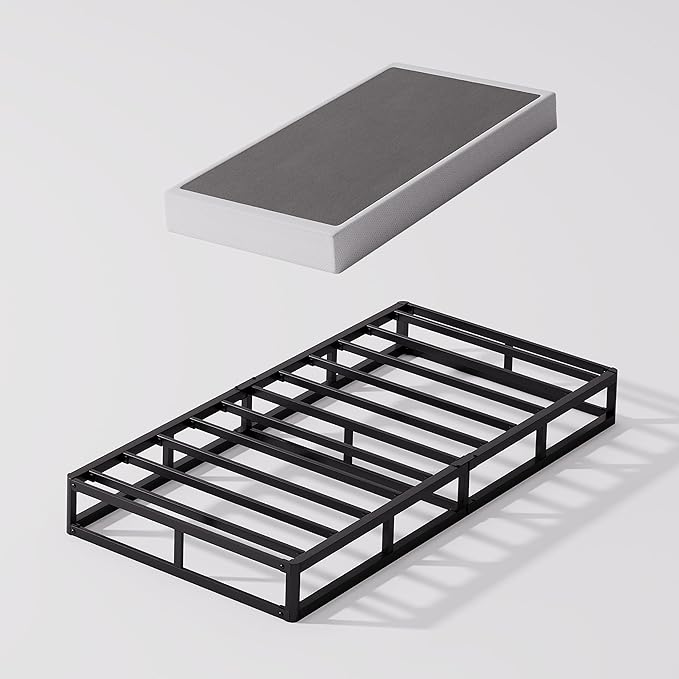Twin XL Size Box Spring and Cover Set, 9 Inch High Profile Metal BoxSpring, Heavy Duty Structure Mattress Foundation, Noise Free, Non-Slip, Easy Assembly