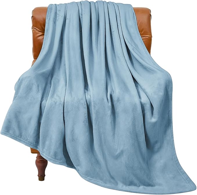 BEDELITE Fleece Blanket Twin Size Washed Blue Throw Blankets for Couch & Bed, 300GSM Luxury Plush Cozy Fuzzy Blanket 60x80 inches, Super Soft Warm Lightweight Throw Blanket for Travel Camping