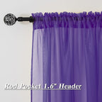 HUTO Short Purple Sheer Curtains 45 Inch Length for Girls Room Rod Pocket Sheer Window Drapes for Kitchen Bedroom Bathroom,Purple 2 Panels