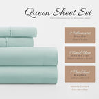 Linen Market Brushed Microfiber Queen Sheet Set 4 Piece – Oeko-TEX Certified Ultra Soft & Wrinkle-Free - 16" Deep Pocket Sheets - Easy Care Queen Size - Aqua