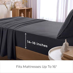 Mellanni Twin Sheets Set - 3 PC Iconic Collection Bedding - Hotel Luxury, Extra Soft, Cooling Bed Sheets - Wrinkle, Fade, Stain Resistant (Twin, Charcoal)