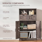 Iwell Storage Cabinet with Adjustable Shelf, Bathroom Cabinet with Doors, Cupboard, Kitchen Pantry Cabinet, Floor Cabinet for Living Room, Home Office, Dark Gray