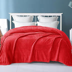 Exclusivo Mezcla Fleece Twin Size Blanket for Bed, 90x66 Inches Soft Cozy Jacquard Flannel Blankets, Lightweight Fuzzy Plush Warm for Winter, Red