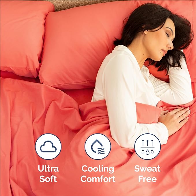 Twin XL 4 Piece Sheet Set - Comfy Breathable & Cooling - Ultra Soft Hotel Luxury Bedding Set w/ 8-16 Inch Deep Pockets - 1 Flat & 1 Fitted Sheet & 2 Pillowcases - Wrinkle Free and Easy Care - Coral