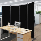 Room Divider, 4 Panel Folding Privacy Screens with Wider Feet, 6 Ft Portable Room Partition for Room Separator, Room Divider Panel 88" W X 71" H, Partition Room Dividers Freestanding，Black