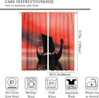 Viking Ship Curtains, Fantasy Ocean Vintage Sailboat at Sundown Nautical Themed Print Blackout Window Treatments for Boys Bedroom Living Room 63x72in