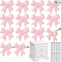 12 Pcs Bow Knobs for Dresser Matel Bow Drawer Knobs Vintage Dresser Handles Cabinet Drawer Pulls for Home Bedroom Kitchen Cabinets Hardware Cupboard (Pink,Fashion Style)