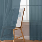 Chyhomenyc Sheer Curtains 63 Inch Length 2 Panels, Light Filtering Rod Pocket Window Sheer Curtain Drapes for Bedroom Living Room, 42Wx63L, 2 Panels, Stone Blue