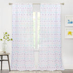 MYSKY HOME White Sheer Curtains for Living Room Sliding Door Windows Rainbow Pom Pom Bedroom Curtains 2 Panels Light Filtering 95 Inch Curtains Dining Room Parties Rod Pocket Farmhouse 52" x 95" inch