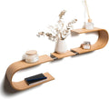 EWART WOODS Floating Wall Mounted Oval Shelf from Wood, Decorative Geometric Wooden Shelves for Candles, Unique Oak Hanging Display Decor (Walnut)