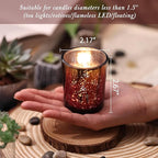 Volens Burgundy Votive Candle Holders Set of 12, Speckles Mercury Glass Tealight Candle Holder Bulk for Table Wedding Centerpiece, Burgundy and Gold Themed Party Decorative & Home Decor