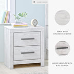 Signature Design by Ashley Cayboni Vintage 2 Drawer Nightstand with Safety Stop for Bedroom, 24.37" Tall, White