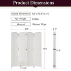 Rose Home Fashion 6 ft Tall Room Divider, Room Dividers and Folding Privacy Screens, 15.7in Privacy Screen 4 Panel Partition Temporary Wall Separation for Private, White