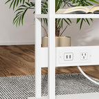 VIMBER Narrow Side Table with Charging Station, 2 Set Skinny End Table for Small Spaces, Sofa Beside Tables with Storage Shelf, Slim Nightstand with USB Ports Outlet, Couch Table White UTBT003W2