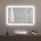 Wall-Mounted LED Square Bathroom Mirror, Makeup Mirror (36 inches x 24 inches,) 3 Color Stepless Dimmable Memory Bathroom Vanity Mirror with Lights CRI90+ 3000-6400K Smart Mirror with Touch